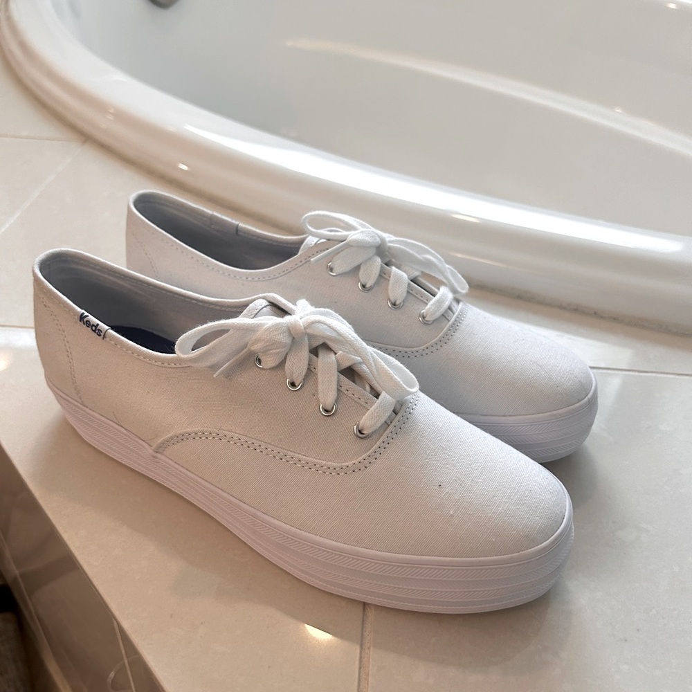 Keds platform white sneakers